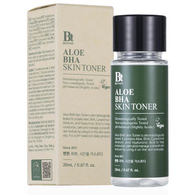 Тонер алое з саліциловою кислотою Benton Aloe BHA Skin Toner, Мініатюра 20 мл Купити в офіційному магазині Україні