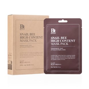 Набор 10 масок с муцином улитки и пчелиным ядом Benton Snail Bee High Content Mask Pack Купить в официальном магазине Украине